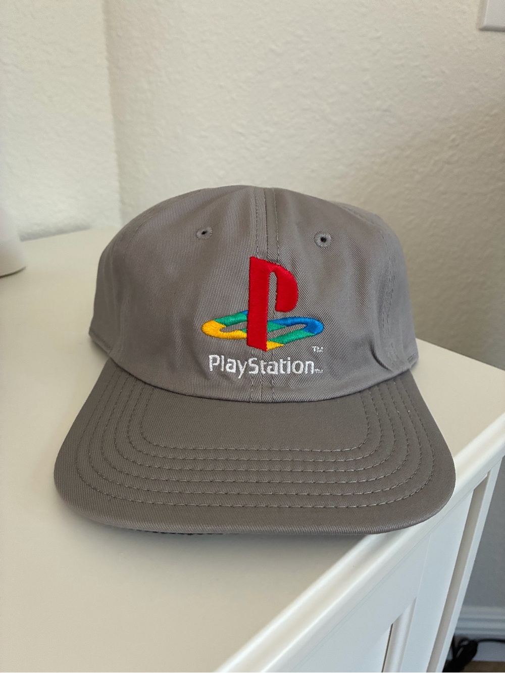 Reversible PlayStation Embroidered Logo Dad Hat - Gray with Multicolor Logo